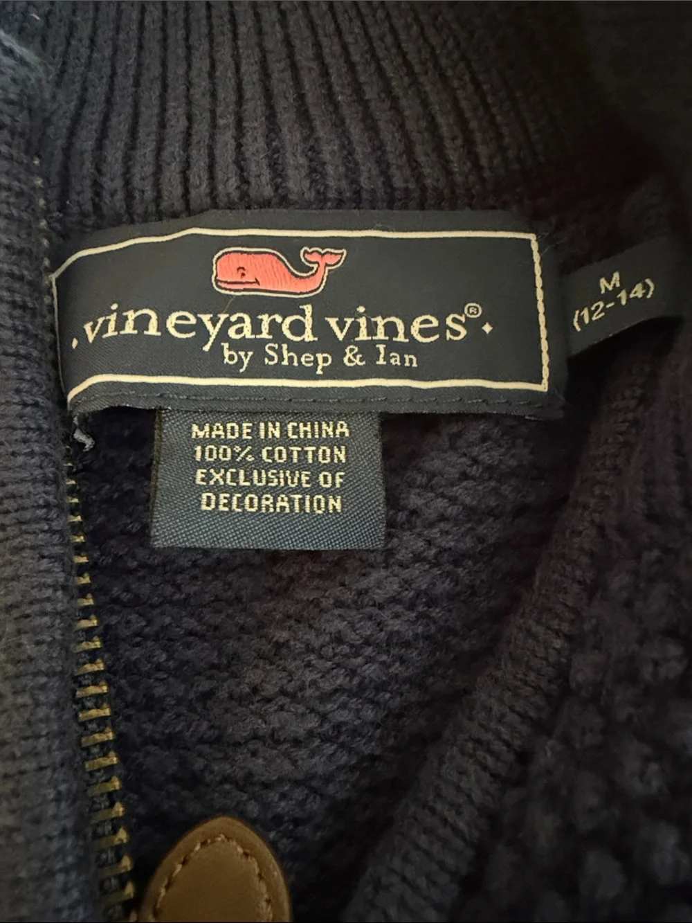 Vineyard Vines boys size 12-14 Navy Textured Half-Zip Sweater